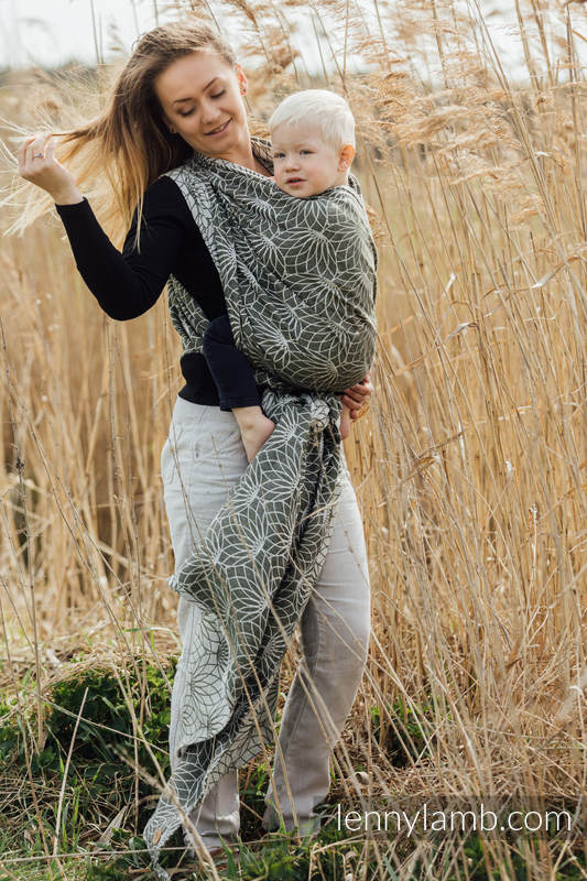Fascia portabebè, tessitura Jacquard (100% lino) - LOTUS - KHAKI - taglia XL #babywearing