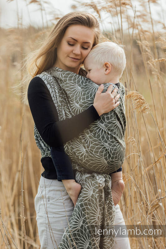 Baby Wrap, Jacquard Weave (100% linen) - LOTUS - KHAKI - size S #babywearing