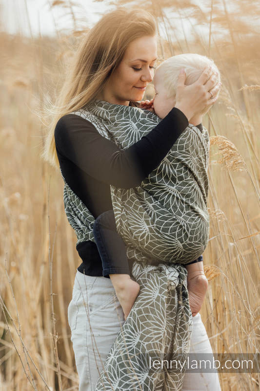 Baby Wrap, Jacquard Weave (100% linen) - LOTUS - KHAKI - size XS #babywearing