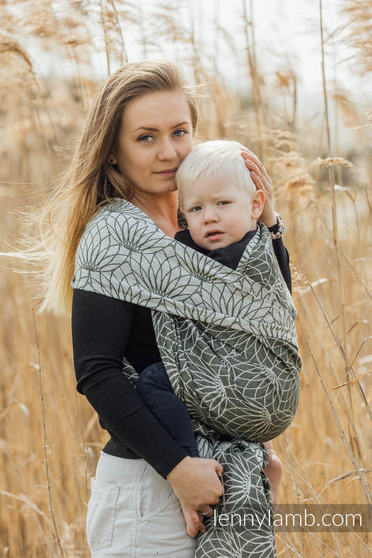 Baby Wrap, Jacquard Weave (100% linen) - LOTUS - KHAKI - size S #babywearing