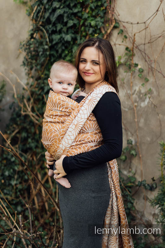 Baby Wrap, Jacquard Weave (100% linen) - LOTUS - GOLD - size XL #babywearing