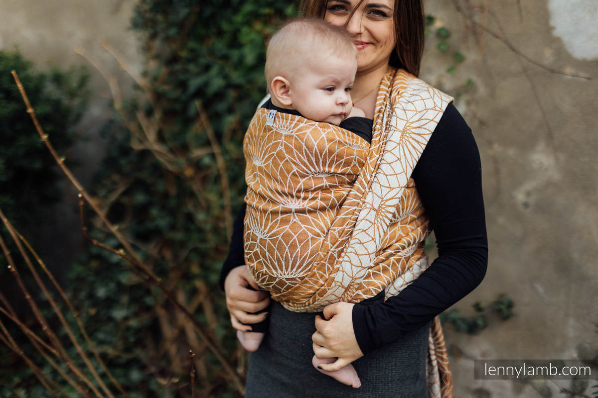Fular, tejido jacquard (100% lino) - LOTUS - GOLD - talla M #babywearing