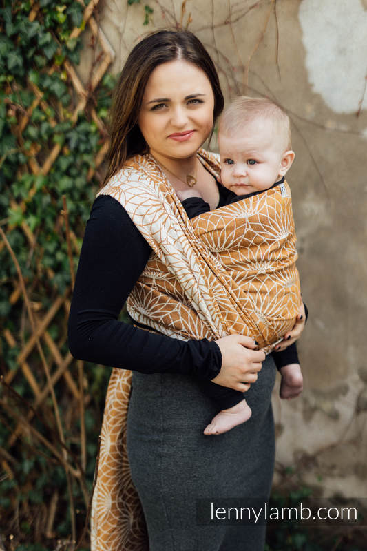 Baby Wrap, Jacquard Weave (100% linen) - LOTUS - GOLD - size S #babywearing