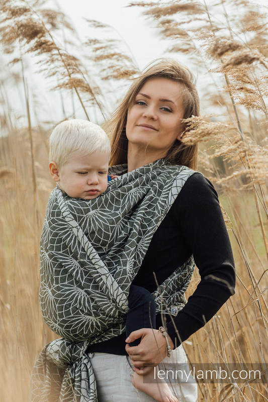 Baby Wrap, Jacquard Weave (100% linen) - LOTUS - KHAKI - size M (grade B) #babywearing