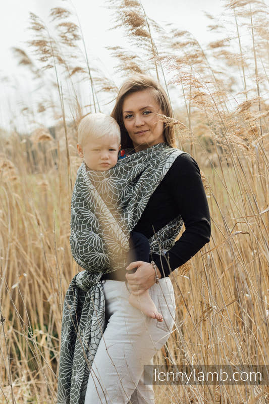 Fular, tejido jacquard (100% lino) - LOTUS - KHAKI - talla S #babywearing
