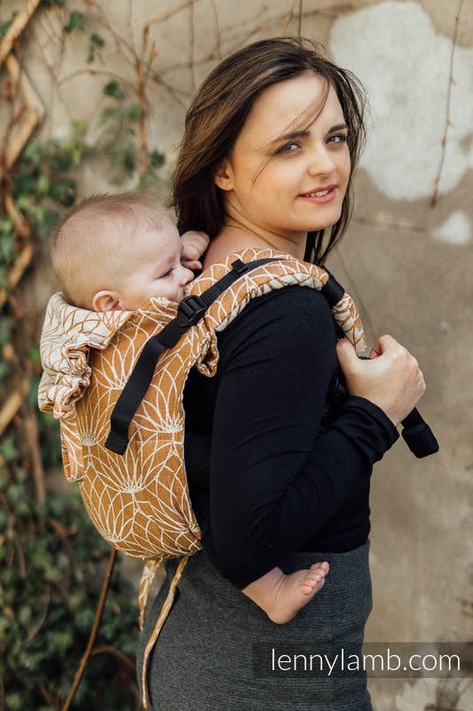 Onbuhimo de Lenny, taille toddler, jacquard (100% lin) - LOTUS - GOLD  #babywearing