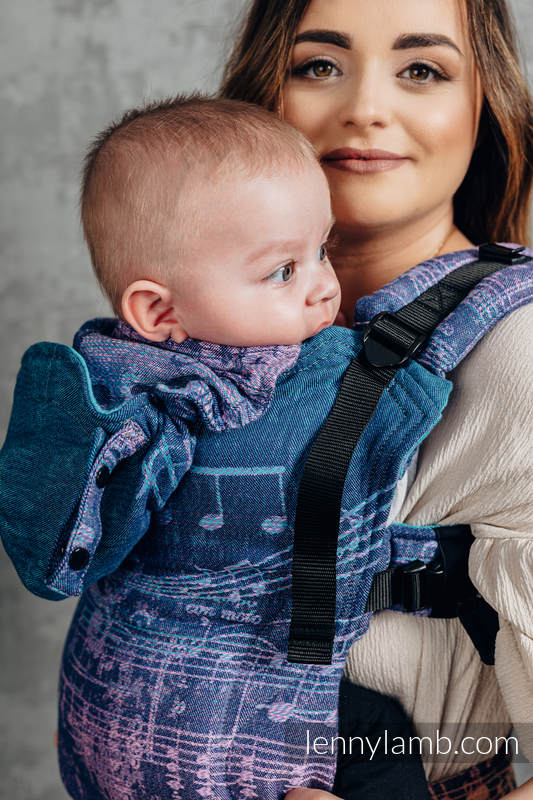 Nosidełko Ergonomiczne LennyGo z tkaniny żakardowej 100% bawełna , rozmiar Toddler - SYMFONIA - WRZOSOWISKA  #babywearing