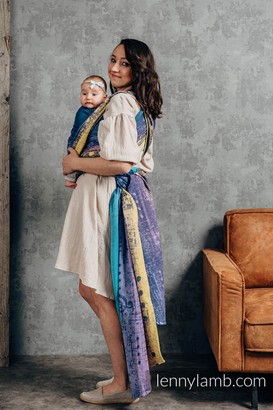 Żakardowa chusta do noszenia dzieci, bawełna - SYMFONIA - WRZOSOWISKA  - rozmiar XS #babywearing