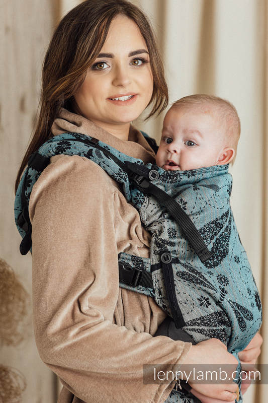 Porte-bébé LennyUpGrade, taille standard, jacquard, 60% Coton, 28% Lin, 12% Soie tussah, DRAGONFLY - TWO ELEMENTS #babywearing