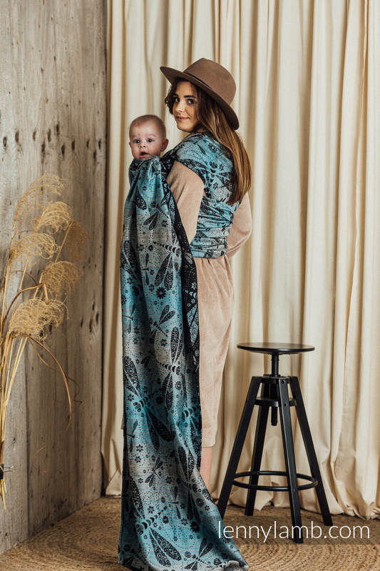 Baby Wrap, Jacquard Weave (60% cotton 28% linen 12% tussah silk) - DRAGONFLY - TWO ELEMENTS - size M #babywearing
