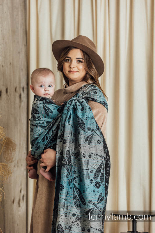 Baby Wrap, Jacquard Weave (60% cotton 28% linen 12% tussah silk) - DRAGONFLY - TWO ELEMENTS - size S #babywearing