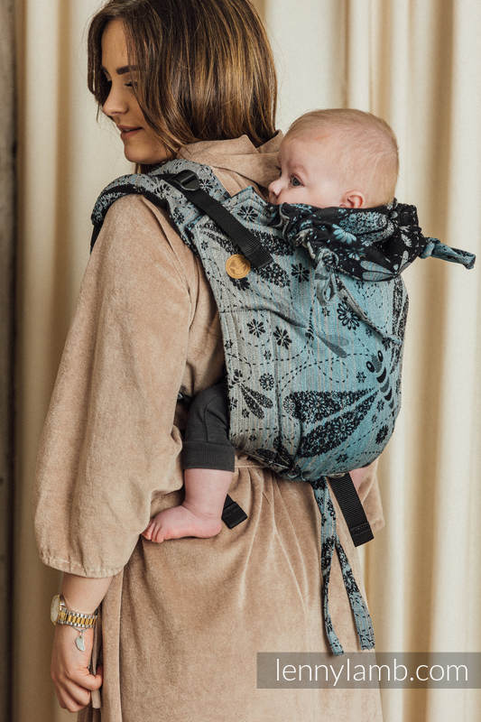 Onbuhimo de Lenny, taille toddler, jacquard (60% Coton, 28% Lin, 12% Soie tussah) - DRAGONFLY - TWO ELEMENTS #babywearing