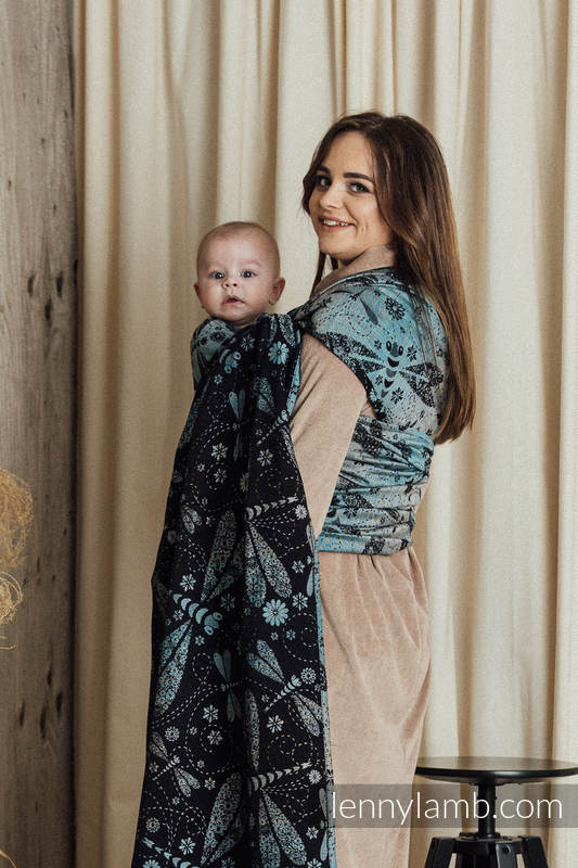 Écharpe, jacquard (60% Coton, 28% Lin, 12% Soie tussah) - DRAGONFLY - TWO ELEMENTS - taille XL #babywearing