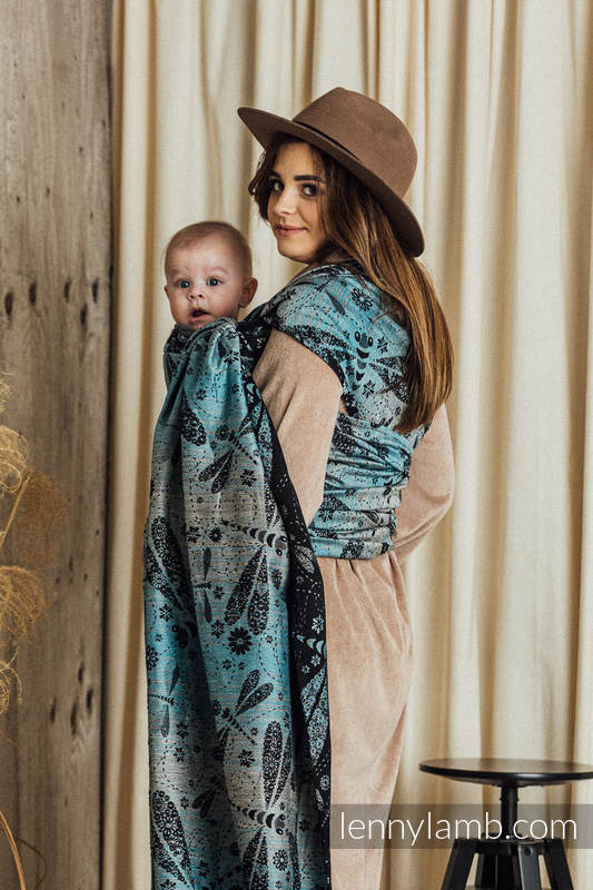 Écharpe, jacquard (60% Coton, 28% Lin, 12% Soie tussah) - DRAGONFLY - TWO ELEMENTS - taille S #babywearing