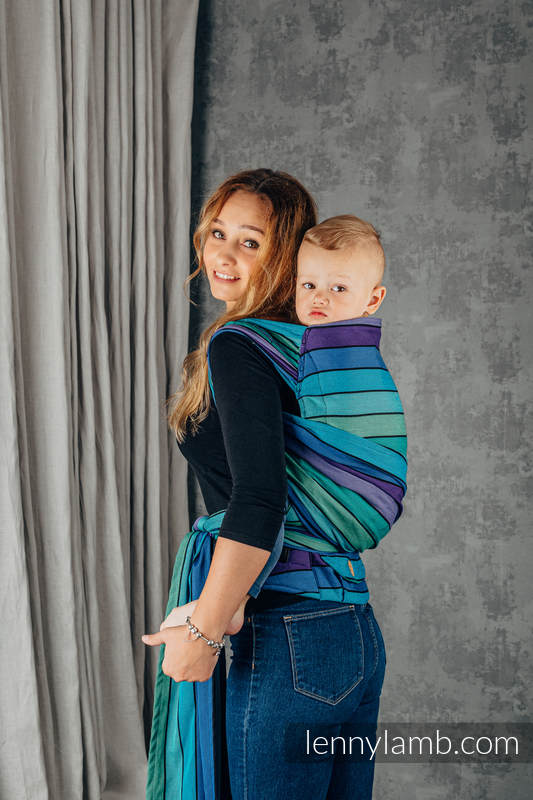 Mochila LennyHybrid Half Buckle, talla preschool, sarga cruzada 100% algodón - PROMENADE  #babywearing