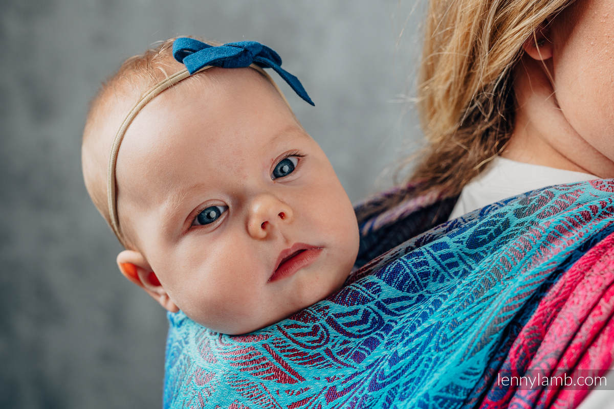 Baby Wrap, Jacquard Weave (100% cotton) - WILD SOUL - BLAZE - size XS #babywearing