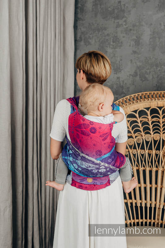 LennyHybrid Half Buckle Carrier, Standard Size, jacquard weave 100% cotton - DRAGONFLY - FAREWELL TO THE SUN #babywearing