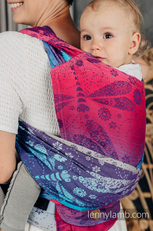 LennyHybrid Half Buckle Carrier, Standard Size, jacquard weave 100% cotton - DRAGONFLY - FAREWELL TO THE SUN #babywearing