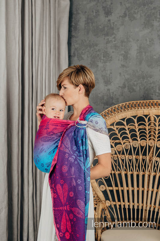 Żakardowa chusta kółkowa do noszenia dzieci, (100% bawełna), ramię bez zakładek - WAŻKI - POŻEGNANIE ZE SŁOŃCEM  - standard 1.8m #babywearing