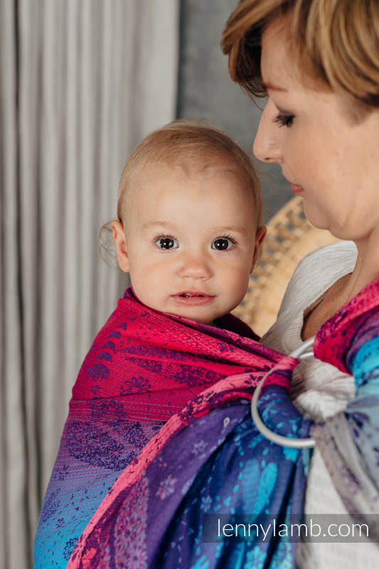 Żakardowa chusta kółkowa do noszenia dzieci, (100% bawełna), ramię bez zakładek - WAŻKI - POŻEGNANIE ZE SŁOŃCEM  - standard 1.8m #babywearing