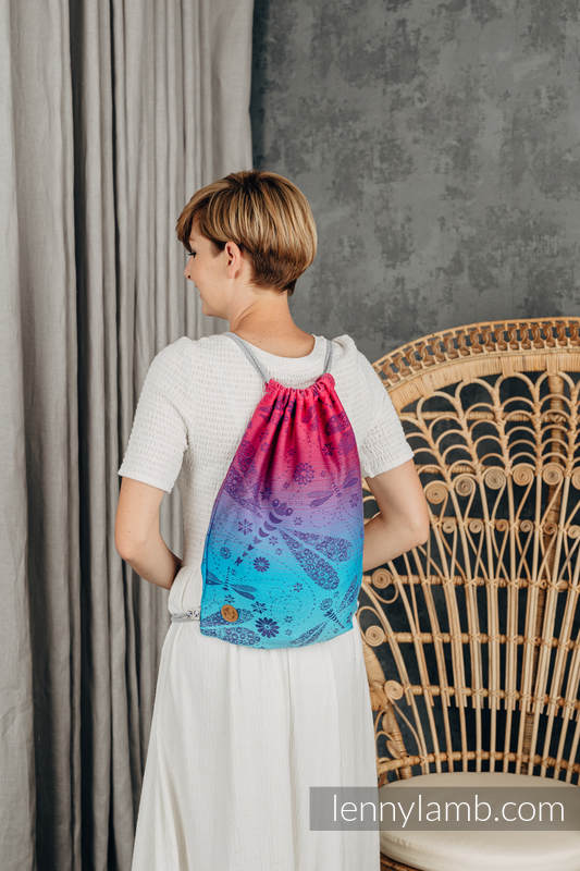Sackpack made of wrap fabric (100% cotton) - DRAGONFLY- FAREWELL TO THE SUN - standard size 32cm x 43cm #babywearing