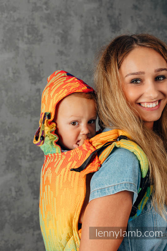 Nosidełko Ergonomiczne LennyGo z tkaniny żakardowej 100% bawełna , Toddler Size - TĘCZOWY CHEVRON #babywearing