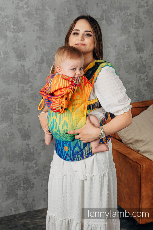 Nosidełko Ergonomiczne LennyGo z tkaniny żakardowej 100% bawełna , Baby Size - TĘCZOWY CHEVRON #babywearing