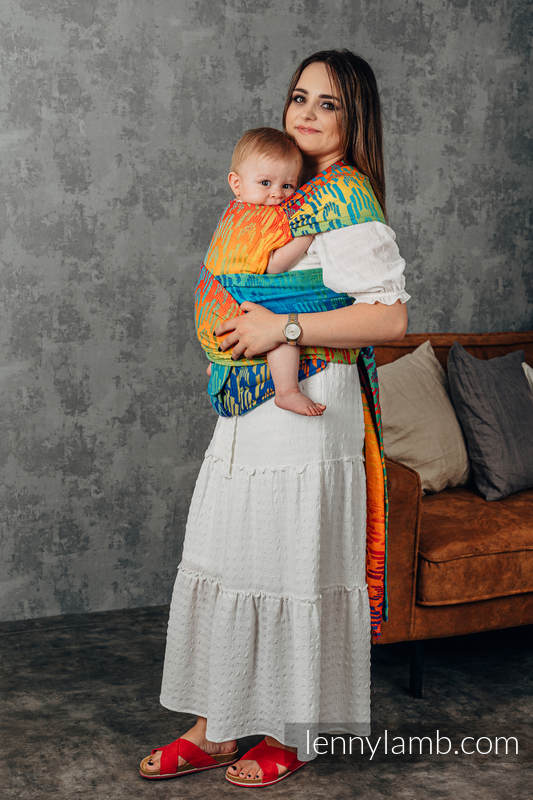 Porte-bébé LennyHybrid Half Buclke, taille standard, jacquard, 100% coton - RAINBOW CHEVRON  #babywearing