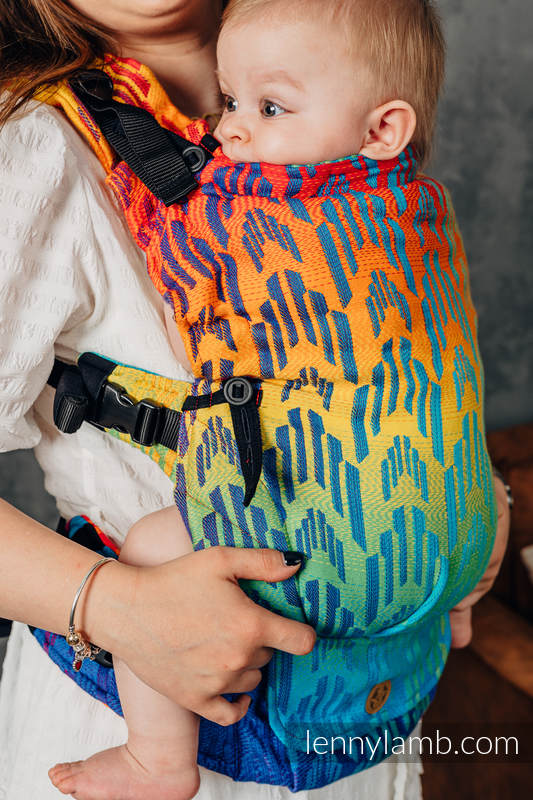 Mochila LennyUpGrade, talla estándar, tejido jaqurad 100% algodón - RAINBOW CHEVRON  #babywearing