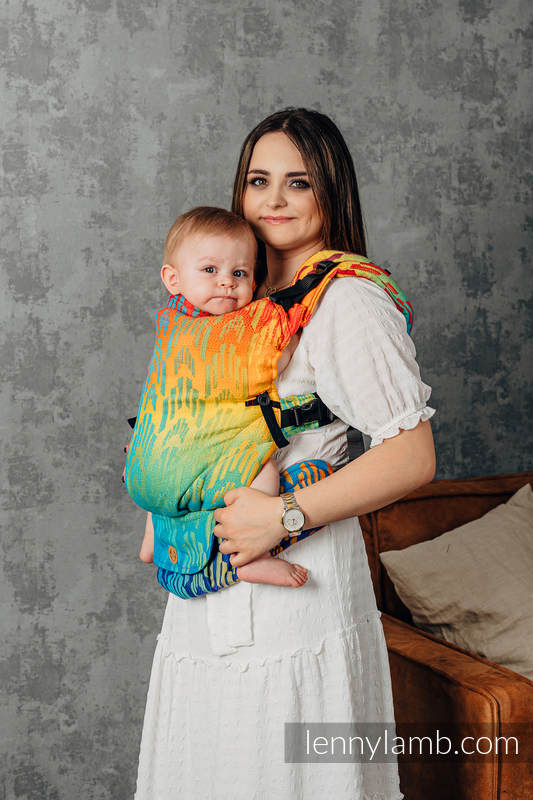 Mochila LennyUpGrade, talla estándar, tejido jaqurad 100% algodón - RAINBOW CHEVRON  #babywearing