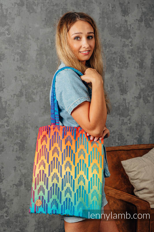 Shopping bag made of wrap fabric (100% cotton) - RAINBOW CHEVRON  #babywearing