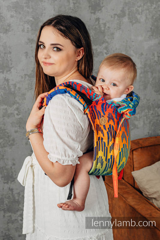 Nosidło Klamrowe ONBUHIMO z tkaniny żakardowej (100% bawełna), rozmiar Standard - TĘCZOWY CHEVRON #babywearing