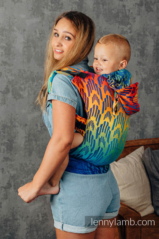 LennyGo Ergonomic Carrier, Toddler Size, jacquard weave 100% cotton - RAINBOW CHEVRON  #babywearing