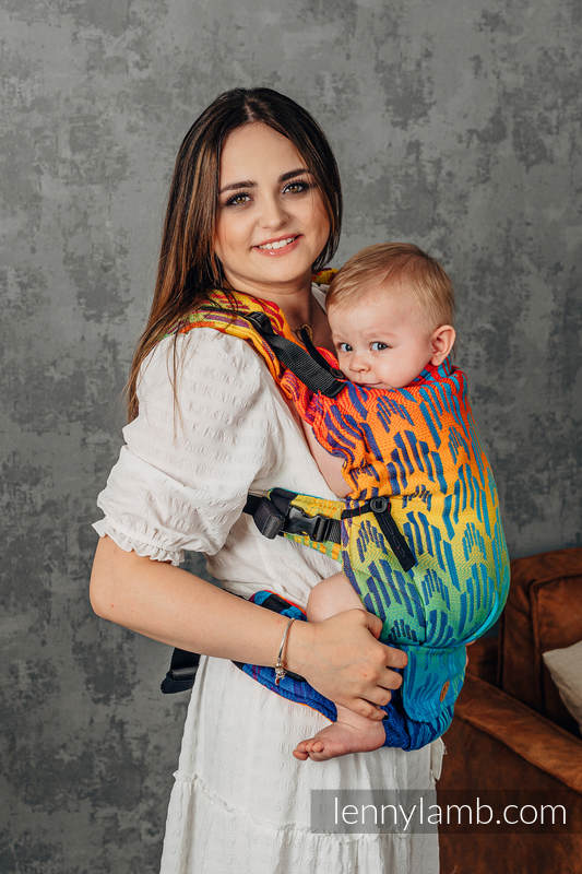 Nosidełko LennyUpGrade z tkaniny żakardowej 100% bawełna , rozmiar standard - TĘCZOWY CHEVRON #babywearing