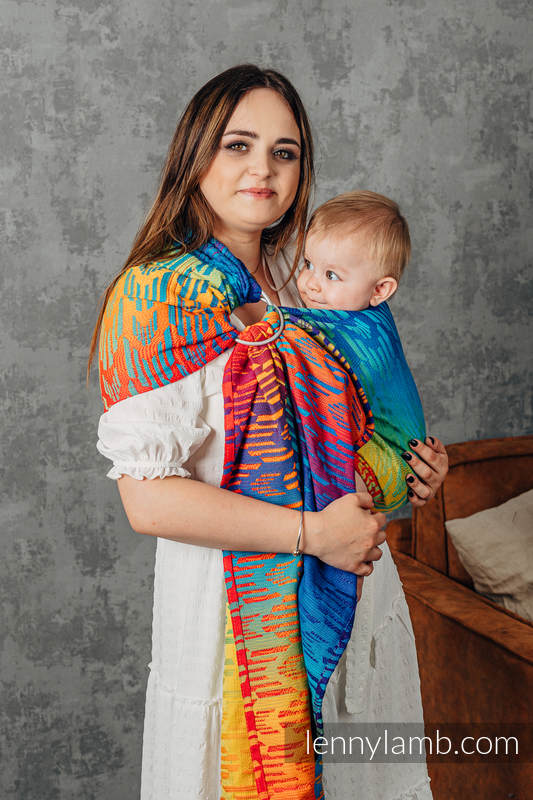 Ringsling, Jacquard Weave (100% cotton), with gathered shoulder - RAINBOW CHEVRON - standard 1.8m #babywearing
