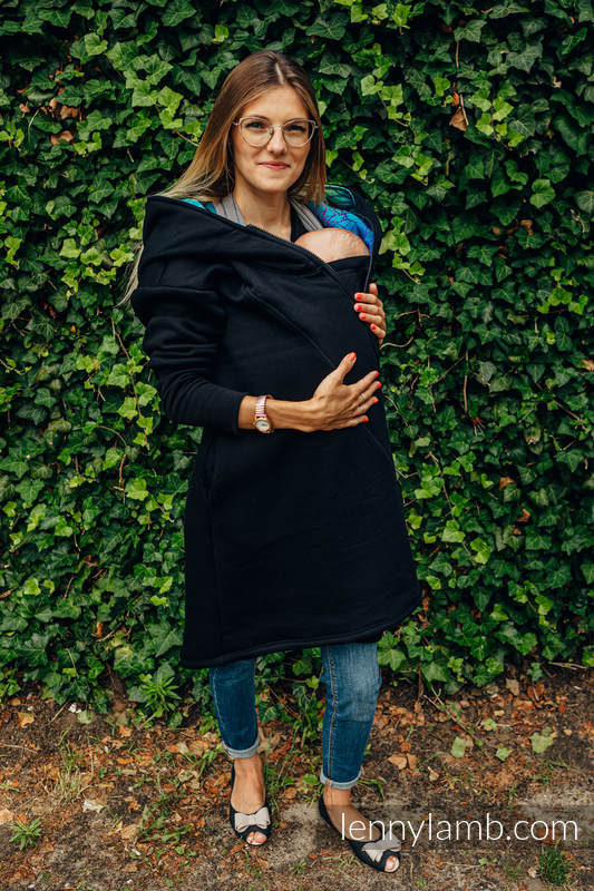 Asymetryczna Bluza - Czarna z Tęczowy Lotos - rozmiar S #babywearing