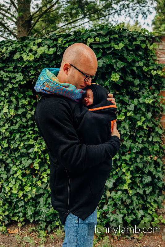 Tragepullover 3.0 - Schwarz mit Rainbow Lotus - Größe 6XL #babywearing