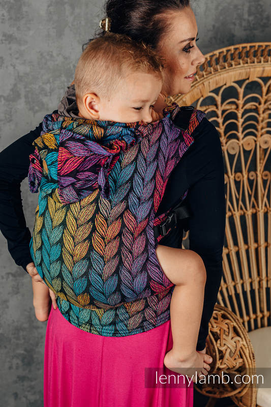 LennyGo Ergonomic Carrier, Baby Size, jacquard weave 100% cotton - TANGLED - BEHIND THE SUN #babywearing