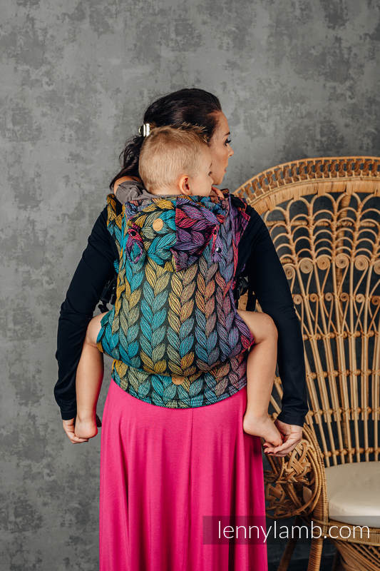 LennyGo Ergonomic Carrier, Baby Size, jacquard weave 100% cotton - TANGLED - BEHIND THE SUN #babywearing