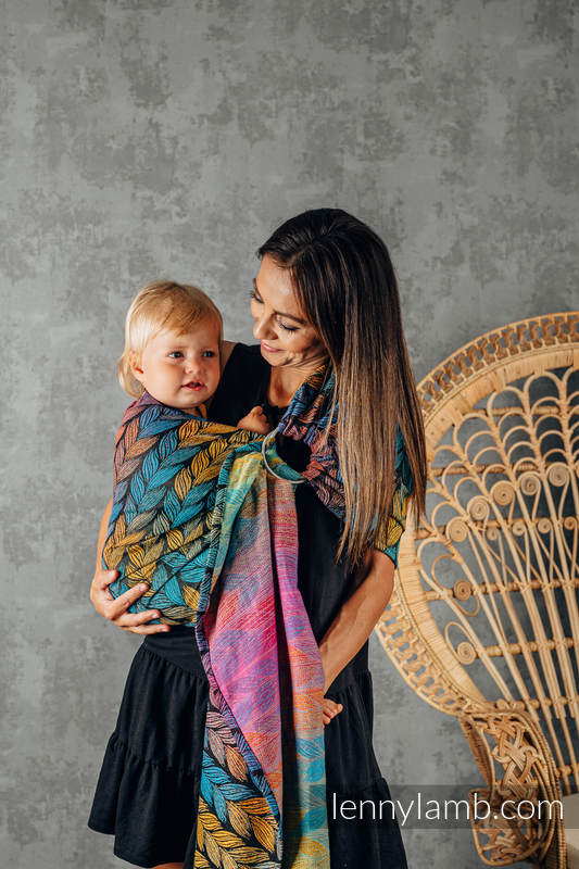 Ringsling, Jacquard Weave (100% cotton), with gathered shoulder - TANGLED - BEHIND THE SUN - standard 1.8m #babywearing