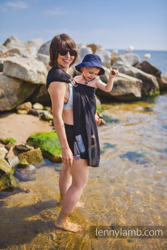 Sling de piscine (100% polyester), avec épaule sans plis - BLACK MESH - standard 1.8m #babywearing
