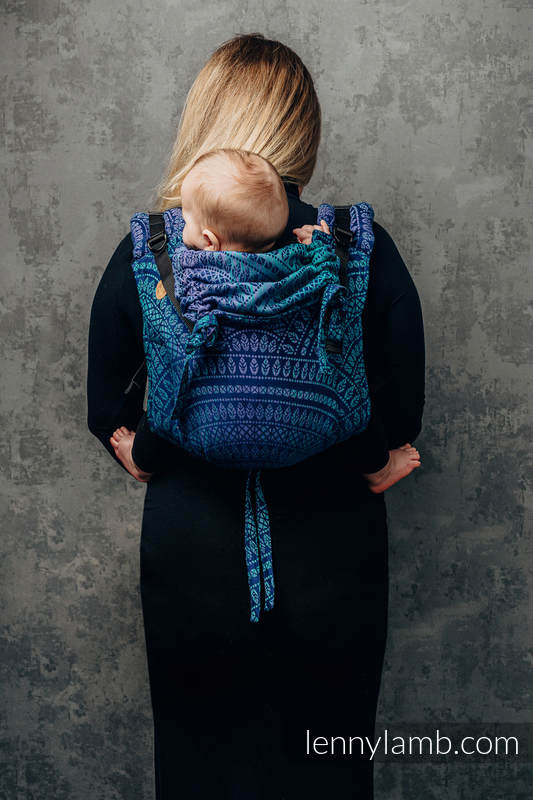 Lenny Buckle Onbuhimo baby carrier, toddler size, jacquard weave (100% cotton) - PEACOCK’S TAIL - PROVANCE  #babywearing