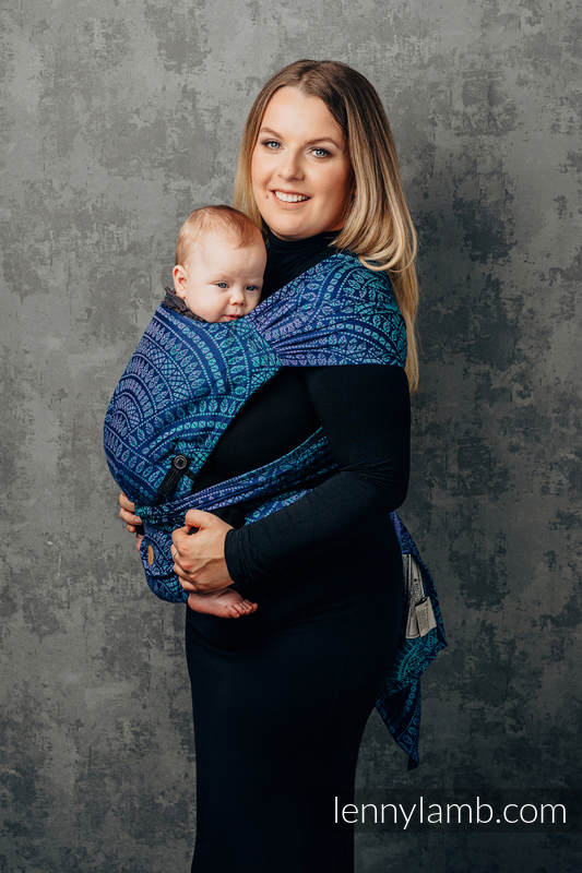LennyHybrid Half Buckle Carrier, Standard Size, jacquard weave 100% cotton - PEACOCK’S TAIL - PROVANCE #babywearing