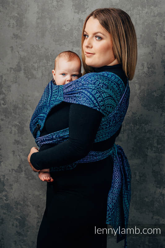LennyHybrid Half Buckle Carrier, Standard Size, jacquard weave 100% cotton - PEACOCK’S TAIL - PROVANCE #babywearing