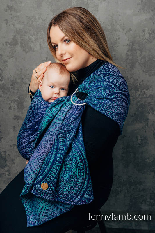 Ringsling, Jacquard Weave (100% cotton), with gathered shoulder - PEACOCK'S TAIL - PROVANCE - standard 1.8m #babywearing