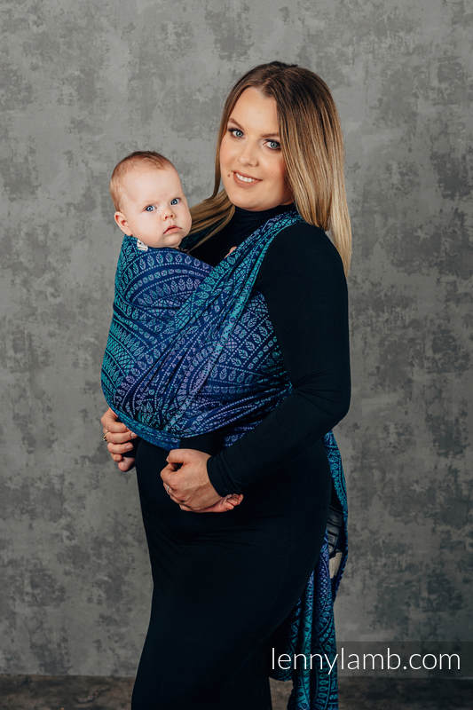 Baby Wrap, Jacquard Weave (100% cotton) - PEACOCK’S TAIL - PROVANCE  - size S #babywearing