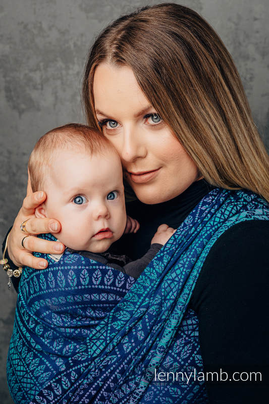 Baby Wrap, Jacquard Weave (100% cotton) - PEACOCK’S TAIL - PROVANCE  - size XS #babywearing