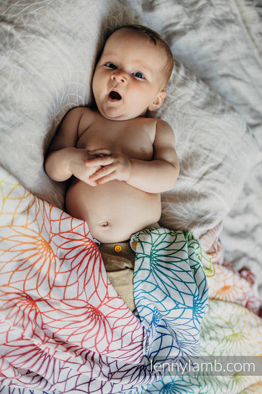 Swaddle Blanket Maxi - RAINBOW LOTUS WHITE #babywearing