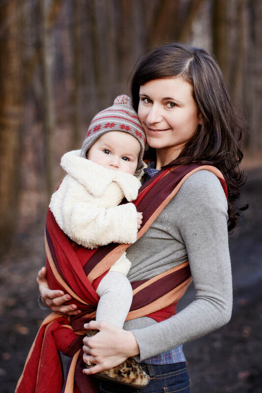 Chusta do noszenia dzieci, tkana splotem skośno-krzyżowym, bawełna z wełną - Klon - rozmiar M #babywearing