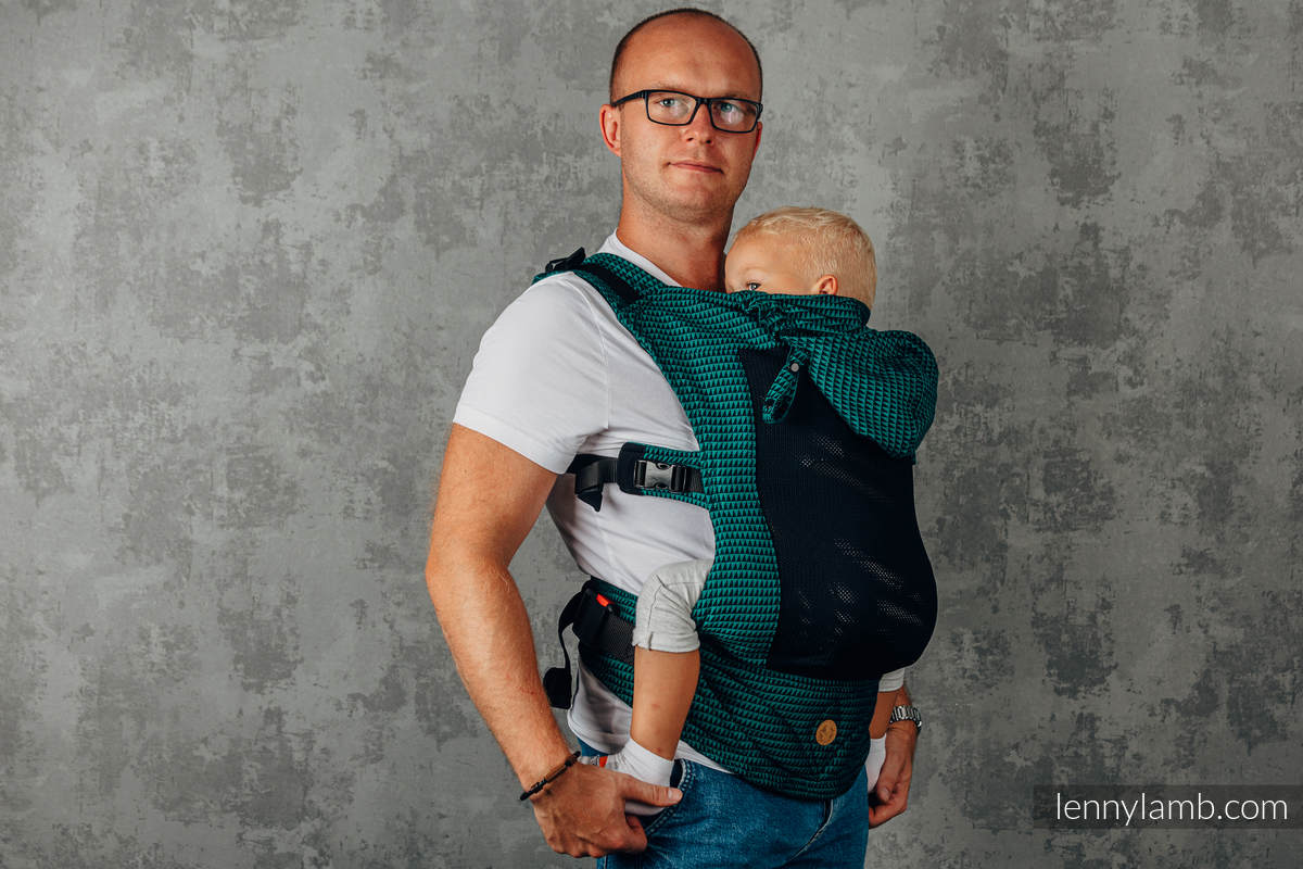 LennyGo Mochila ergonómica de malla Línea Básica- JADE, Talla Toddler, tejido tessera, 100% algodón  #babywearing